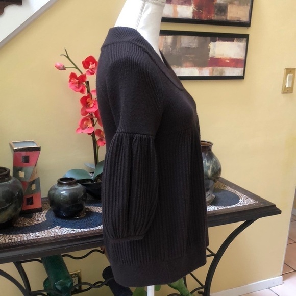 Alice & Olivia Chocolate Brown Baby Doll Wool Bell Sleeve Hippie Type Sweater S - Picture 5 of 14